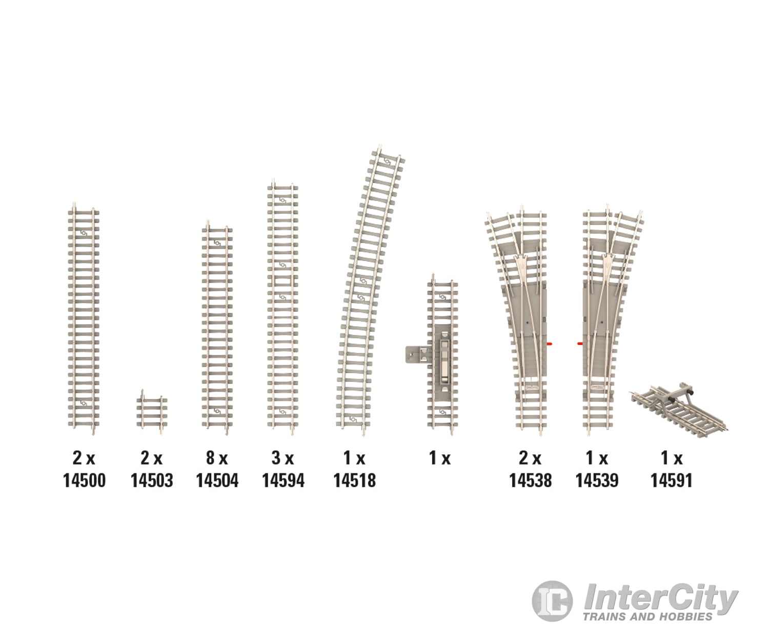 Trix 14321 N B1 Track Extension Set & Turnouts