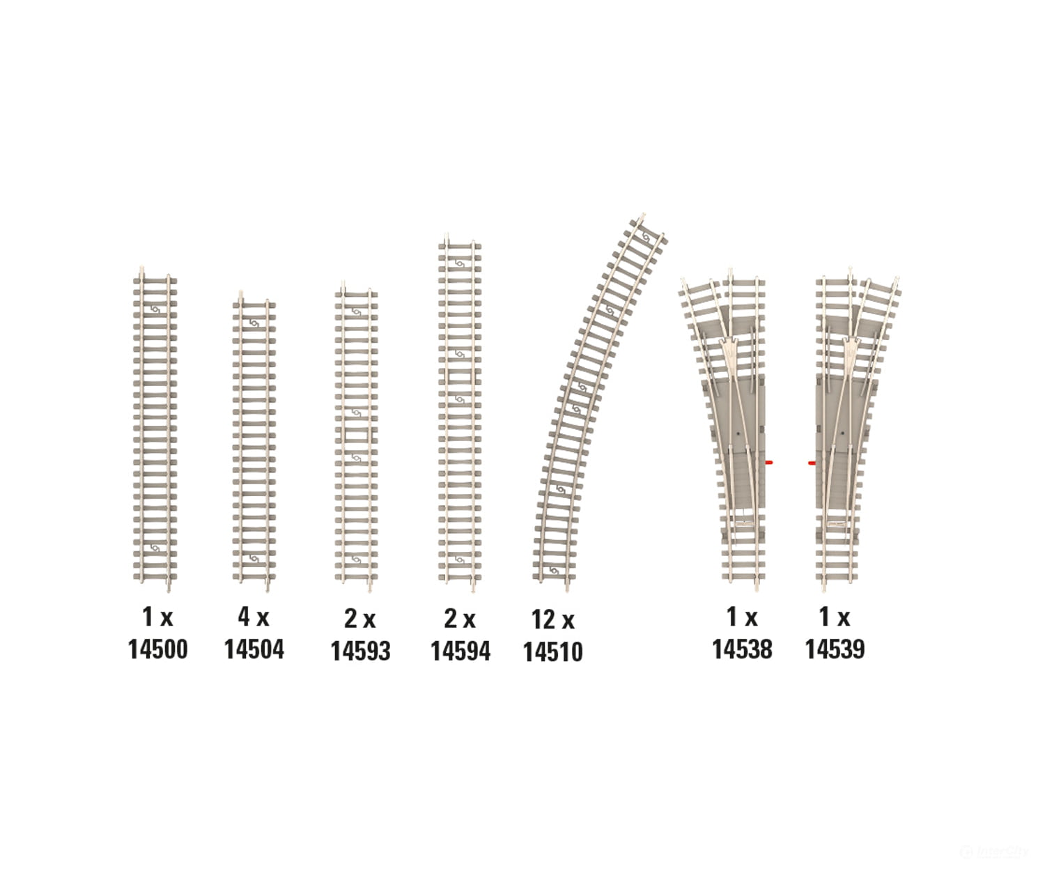 Trix 14322 N B2 Track Extension Set & Turnouts