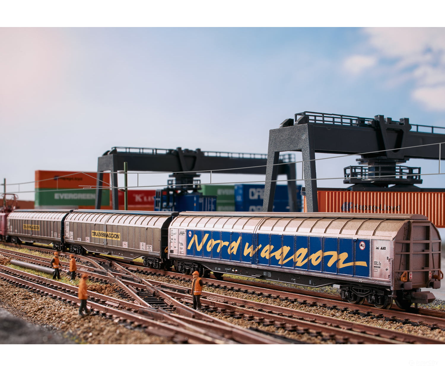 Trix 18297 N Db Ag ’Transwaggon’ Sliding Wall Boxcar Set (Mhi Exclusive Item) European Freight Cars