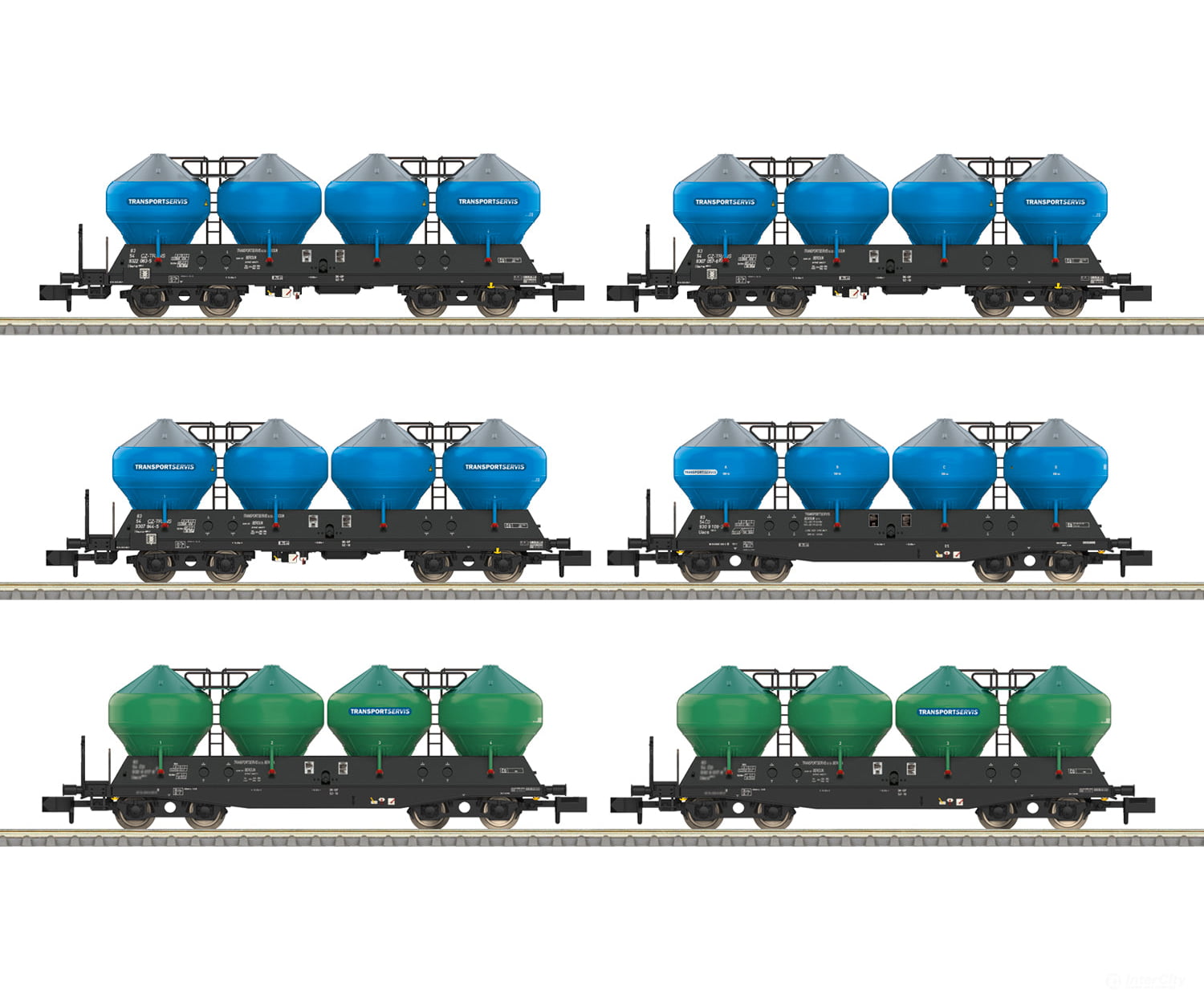 Trix 18301 N Type Uacs Silo Car Set European Freight Cars