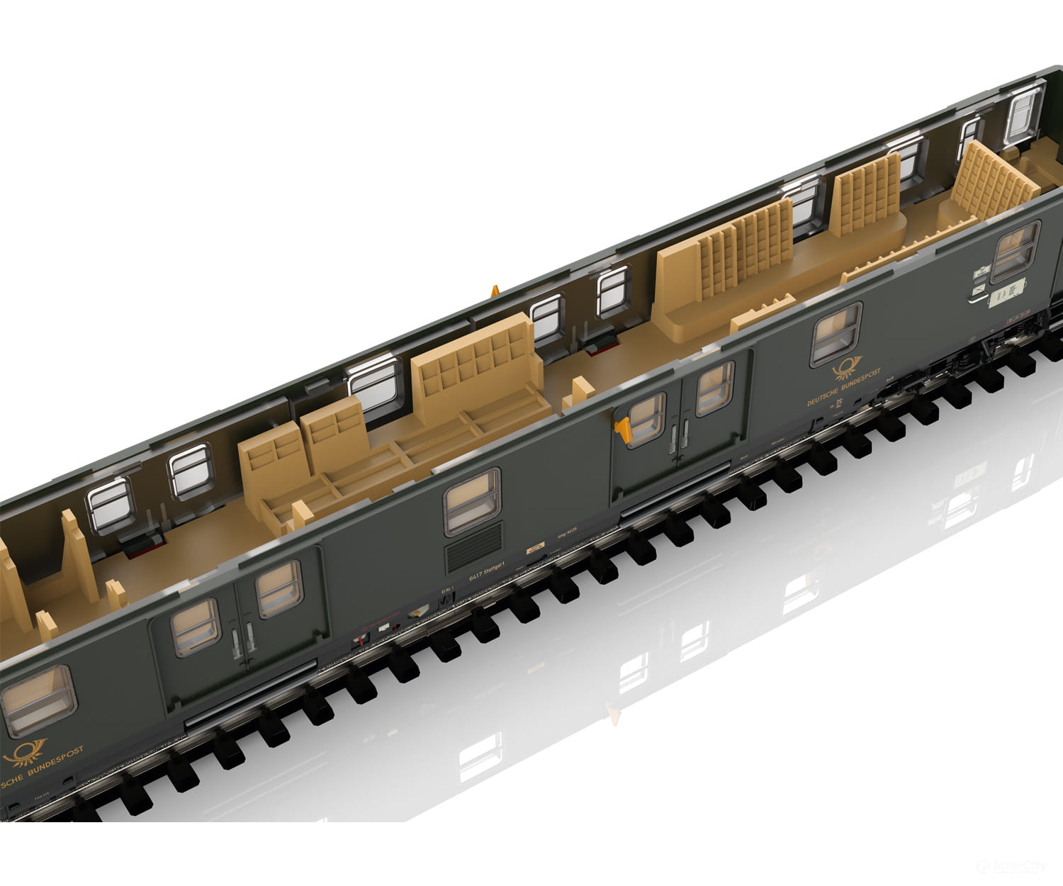 Trix 18660 N ’Deutsche Bundespost’ / ’German Federal Postal System’ Mail Car European Freight Cars