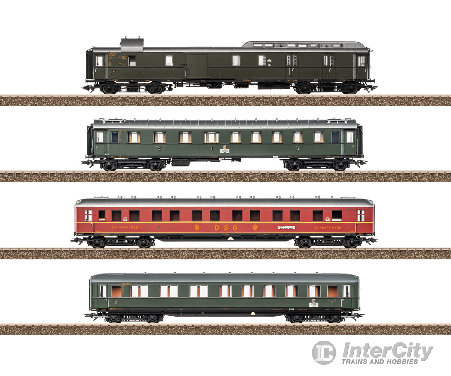 Trix 23651 HO DB Express Train Passenger Car Set 1 for the ’D 74’’ European Passenger Cars