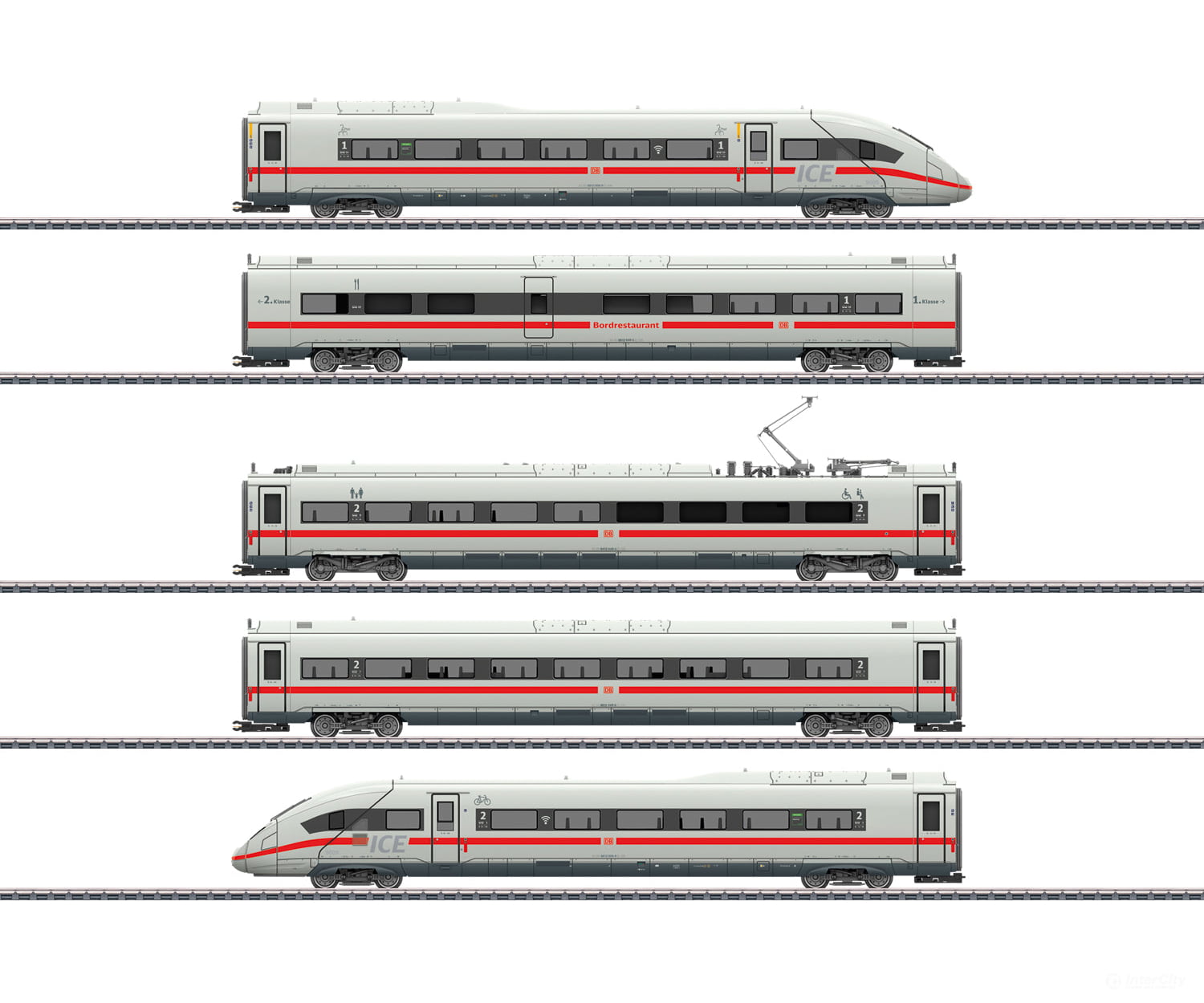 Trix 25978 Ho Db Ag Ice 4 Class 412/812 Powered Railcar Train (Red Stripe) Mfx Dcc Digital Sound