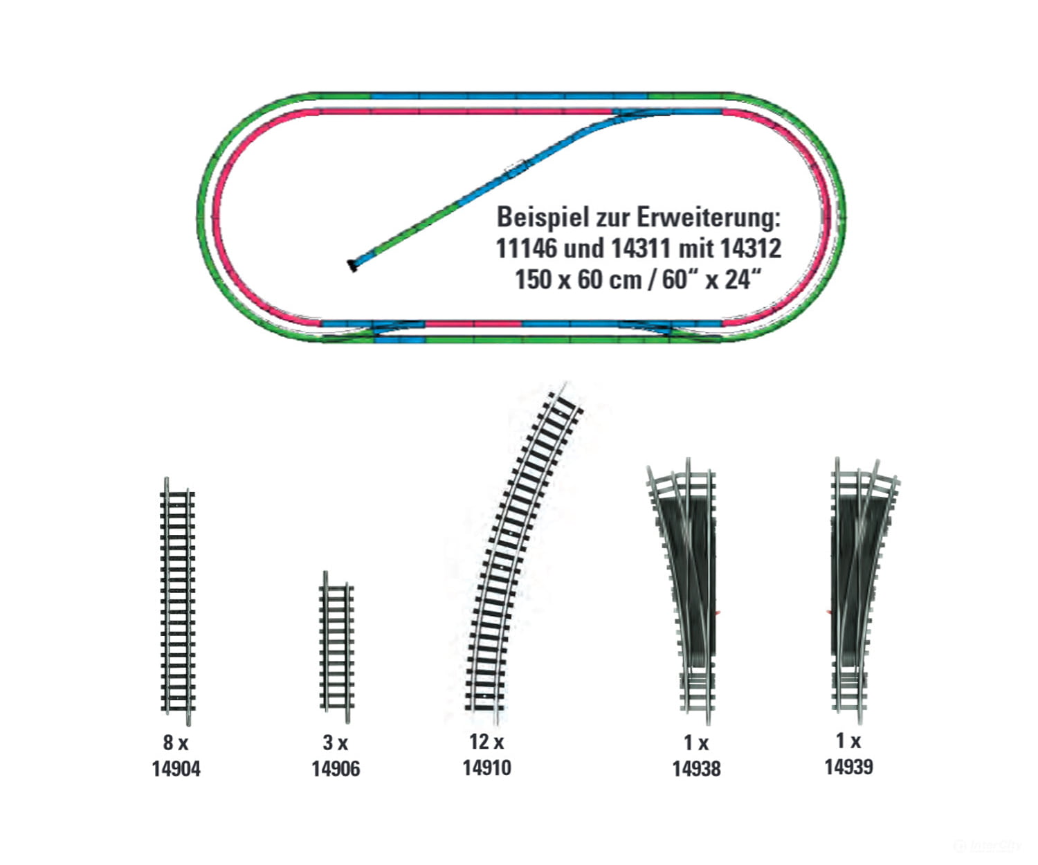 Trix 14312 H2 Track Extension Set - Default Title (IC-TRIX-14312)