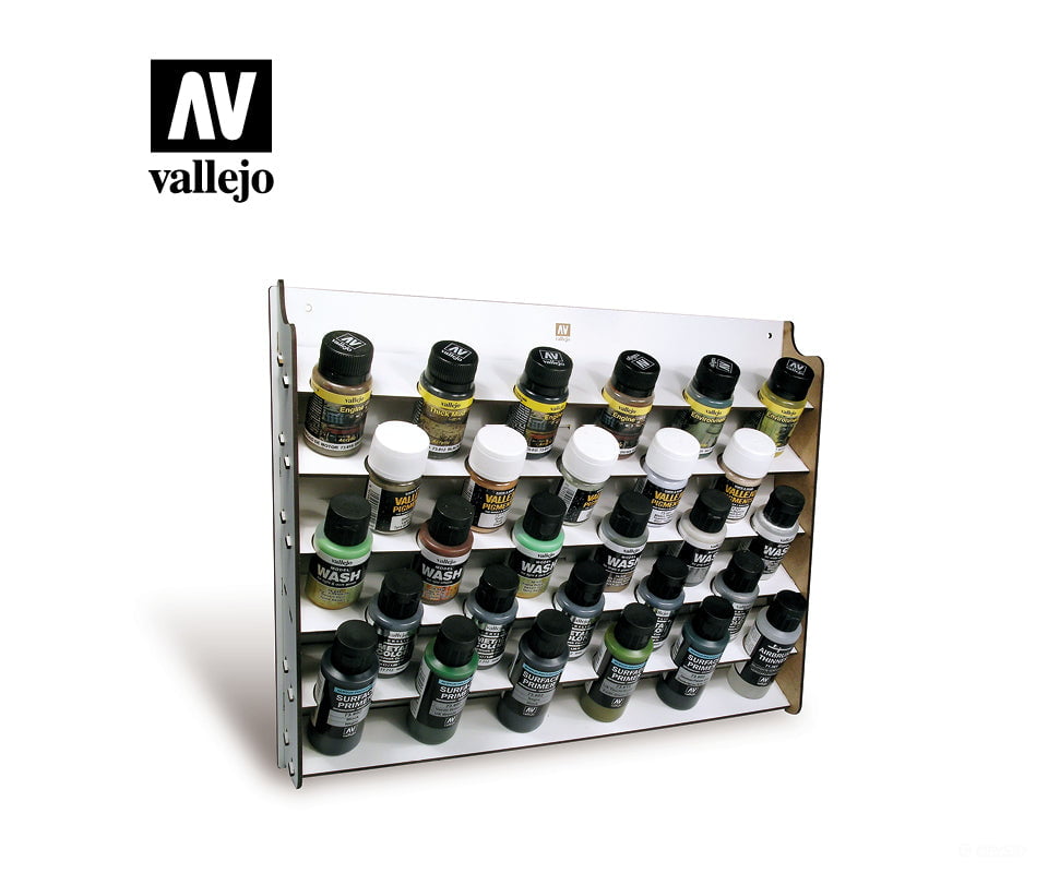 Vallejo 26009 Accessories - Wooden Wall Mounted Paint Display (28 Slots) Tools