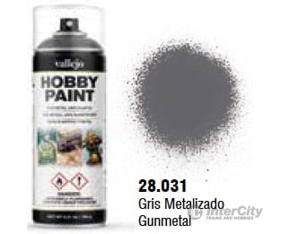 Vallejo 28.031 Gunmetal Aerosol 400ml Color Primer - Default Title (CH-940-28031)