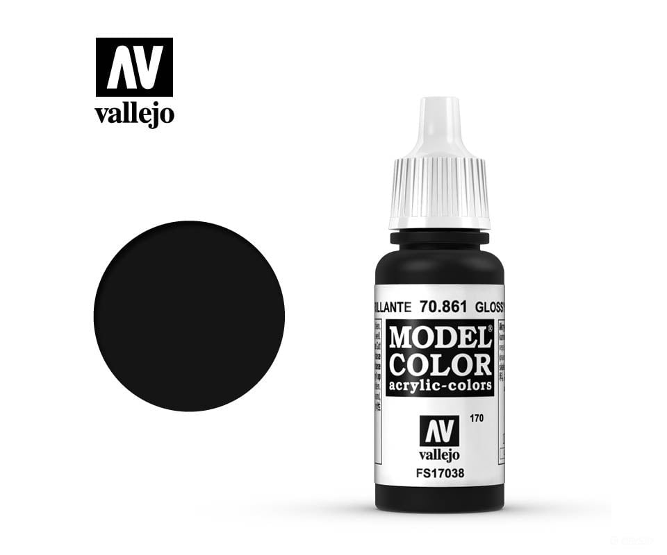 Vallejo 70.861 Model Color Gloss Black FS17038 17ml - Default Title (CH-940-70861)
