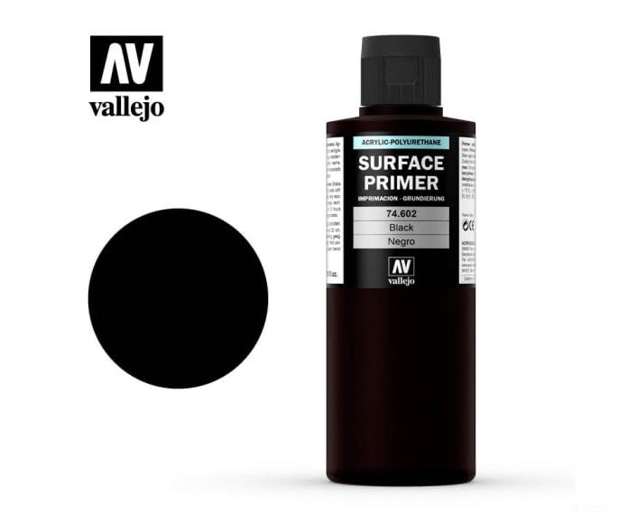 Vallejo 74.602 Black Primer - Acrylic-Poliurethan 200ml - Default Title (CH-940-74602)