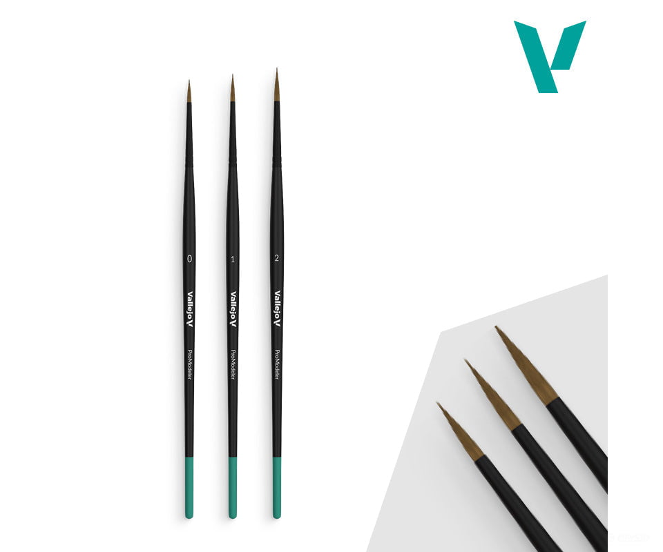 Vallejo B01991 Pro Modeler β Design Set - Sizes 0-1-2 (Natural Hair) Tools