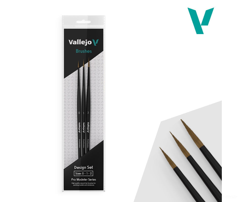Vallejo B01991 Pro Modeler β Design Set - Sizes 0-1-2 (Natural Hair) Tools