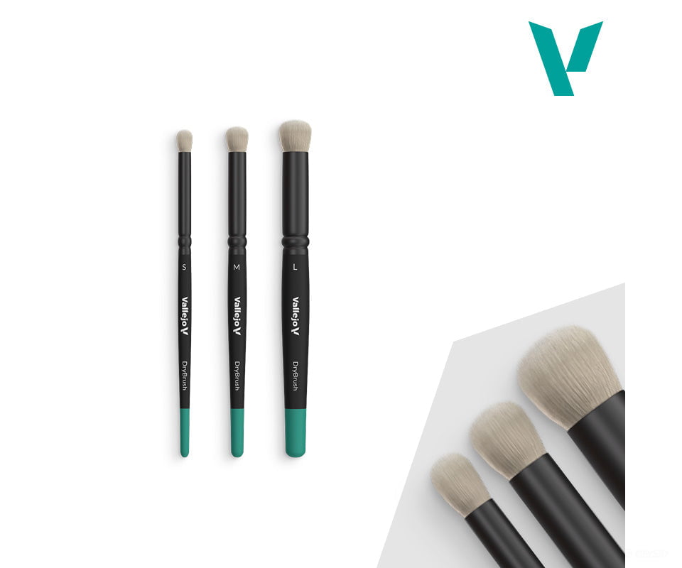 Vallejo B07990 Dry Brush Set S/M/L Sizes Tools