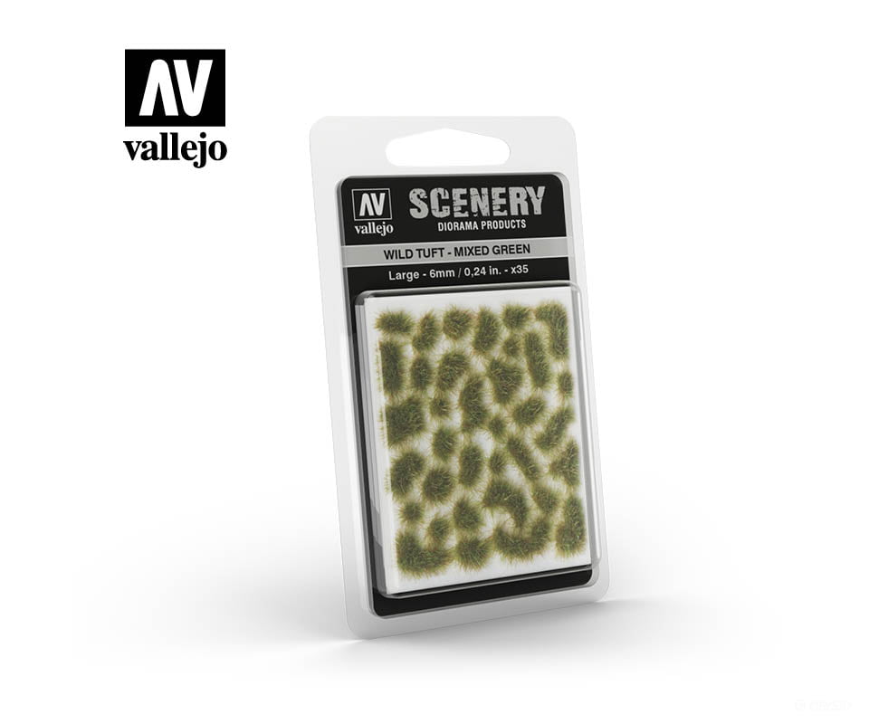 Vallejo Sc416 Wild Grass Tuft Mixed Green Large 6Mm & Scenery Mats