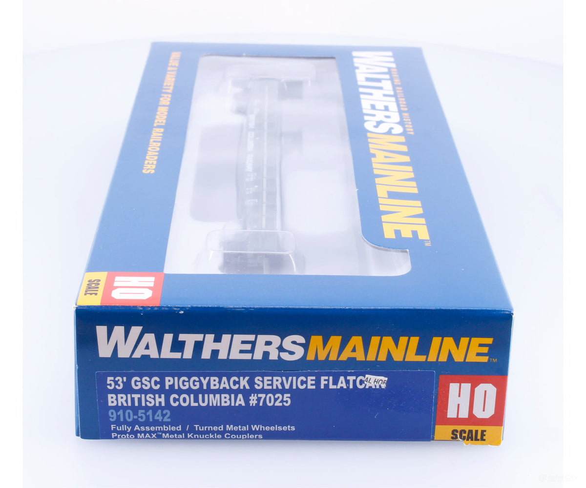 Walthers 910-5142 HO 53’ Piggyback Service Flat Car British Columbia Railway (BCOL) 7025 - Freight Cars