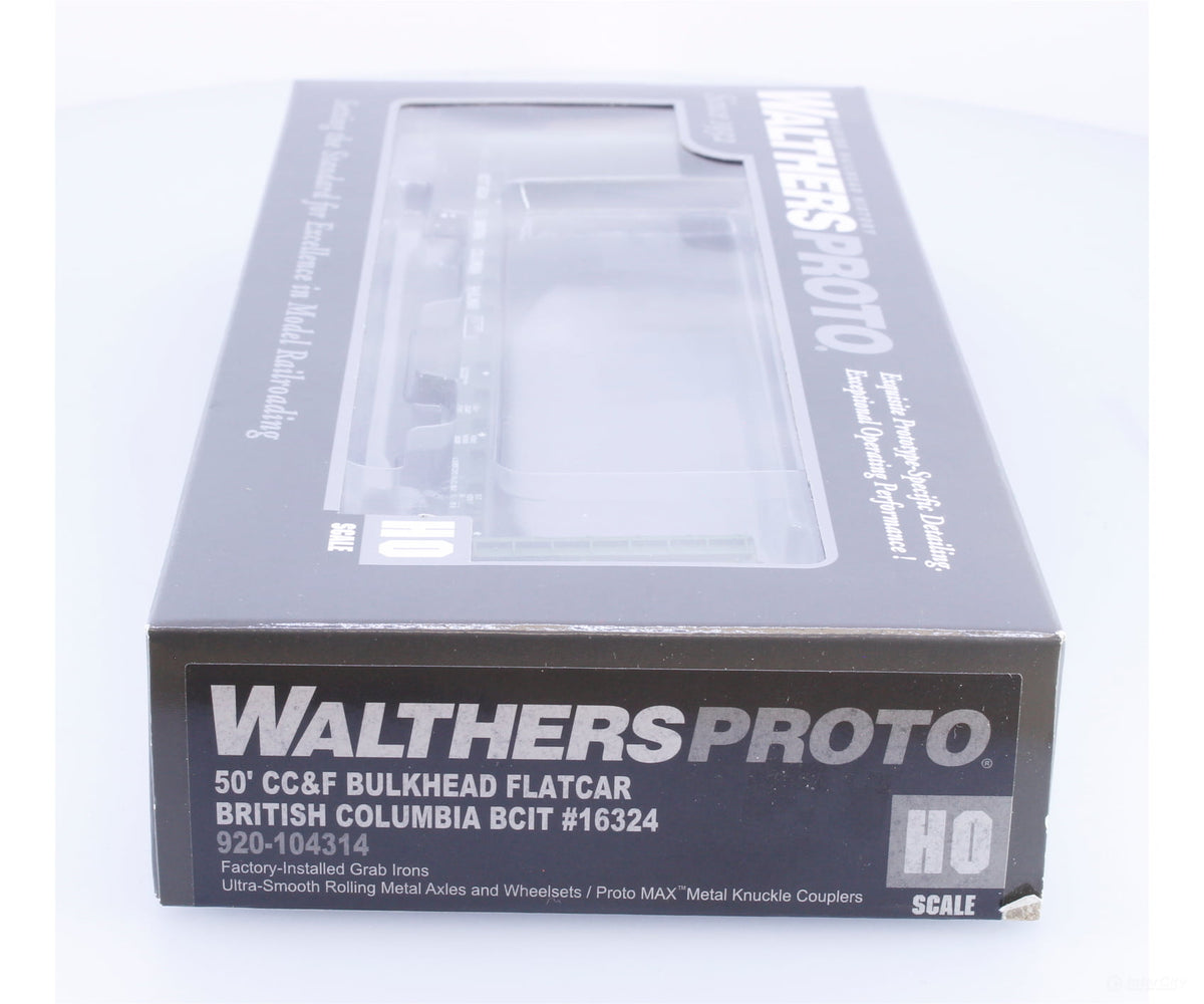 Walthers 920-104314 HO 50’ Bulkhead Flat Car British Columbia Railway (BCOL) 16324 - Freight Cars