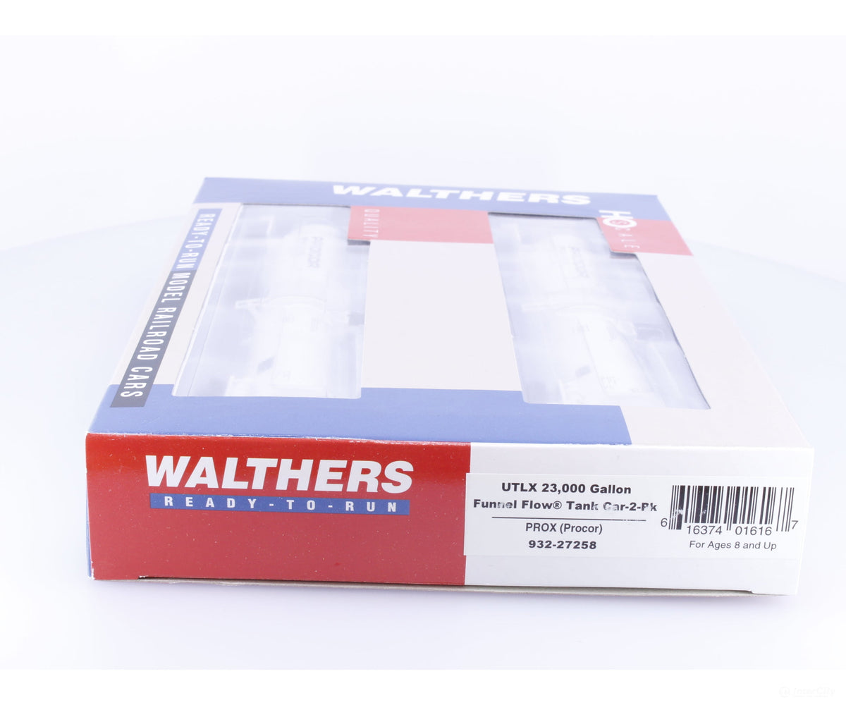 Walthers 932-27258 HO UTLX 23000 Gallon Funnel Flow Tank Car 2 Pack Procor Leasing (PROX) 23034 23040 - Freight Cars