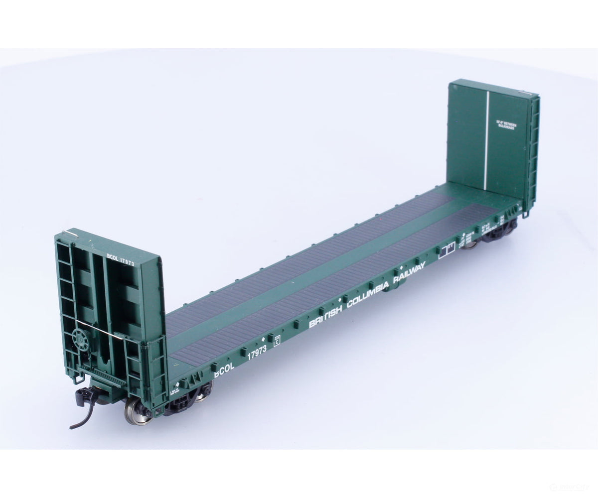 Walthers 932-40053 HO 60’ Bulkhead Flat Car British Columbia Railway (BCOL) 17973 - Freight Cars
