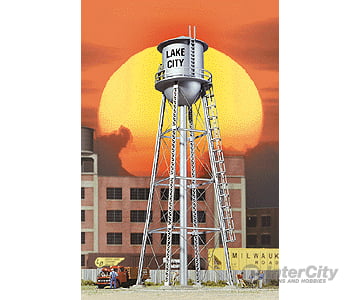Walthers Cornerstone 2826 City Water Tower - Built-Ups -- Assembled Silver 3-3/4 X 11’ 9.3 27.5Cm