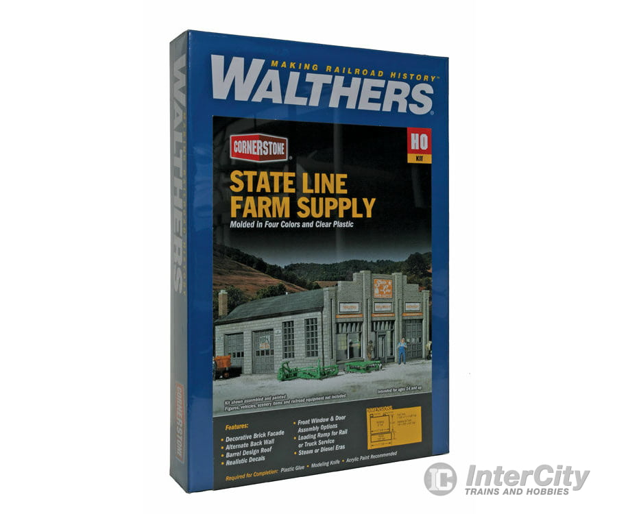 Walthers Cornerstone 2912 State Line Farm Supply -- Kit - 7-1/4 X 5-3/8 3’ 18.4 13.7 7.6Cm