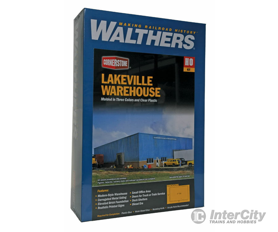 Walthers Cornerstone 2917 Lakeville Modern-Style Warehouse -- Kit - 12 X 19 4’ 30.5 48.3 10.2Cm