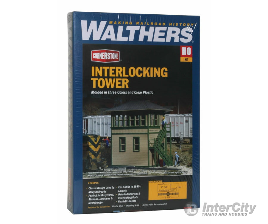 Walthers Cornerstone 3071 Interlocking Tower -- Kit - 5 X 1-7/8 4’ 12.7 4.8 10.2Cm Structures