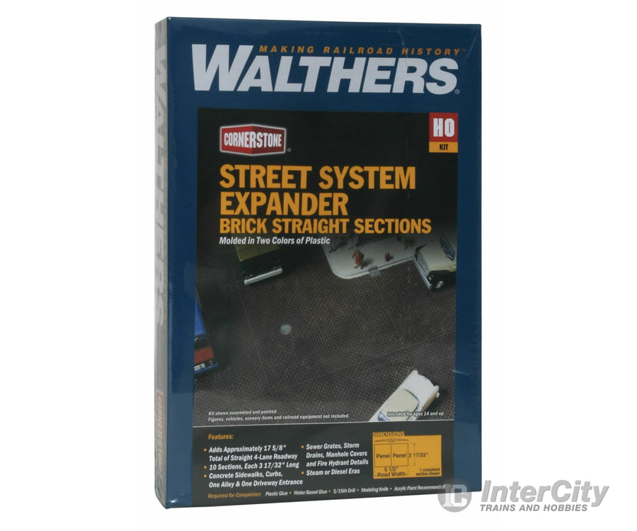 Walthers Cornerstone 3156 Brick Street System -- Straight Sections Pkg(10) With Accessories Roads &