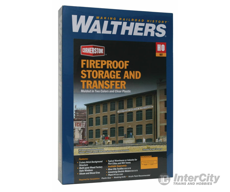 Walthers Cornerstone 3189 Fireproof Storage And Transfer Background Building -- Kit - 12-7/8 X