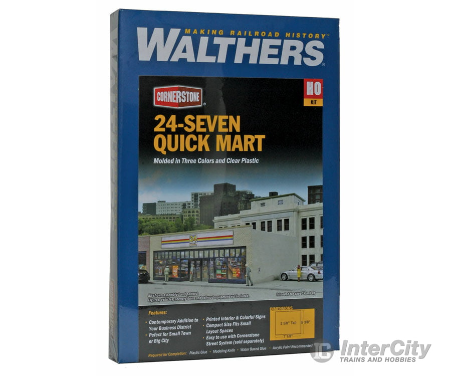 Walthers Cornerstone 3477 24-Seven Quick Mart -- Kit - 7-1/8 X 5-3/8 2-5/8’ 18 13.6 6.6Cm Structures