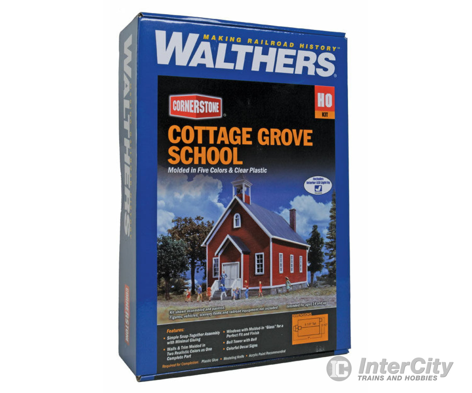 Walthers Cornerstone 3656 Cottage Grove School -- Kit - 7 X 3-1/2 5-1/2’ 17.5 8.7 14Cm Structures