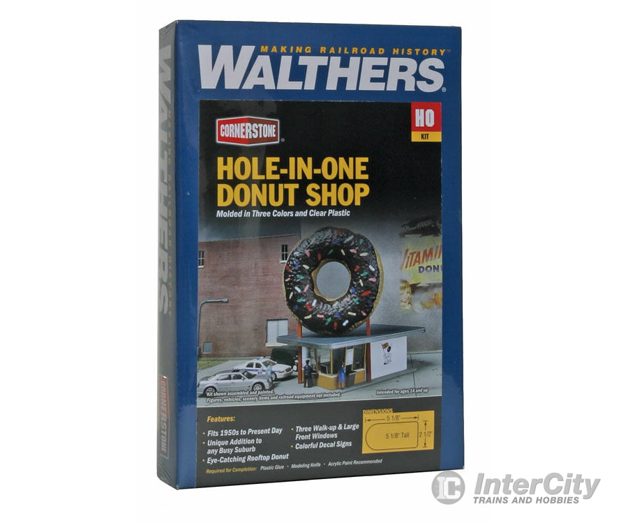 Walthers Cornerstone 3768 Hole-In-One Donut Shop -- Kit - 5-1/8 X 2-1/2 5-1/8’ 13 6.3 13Cm