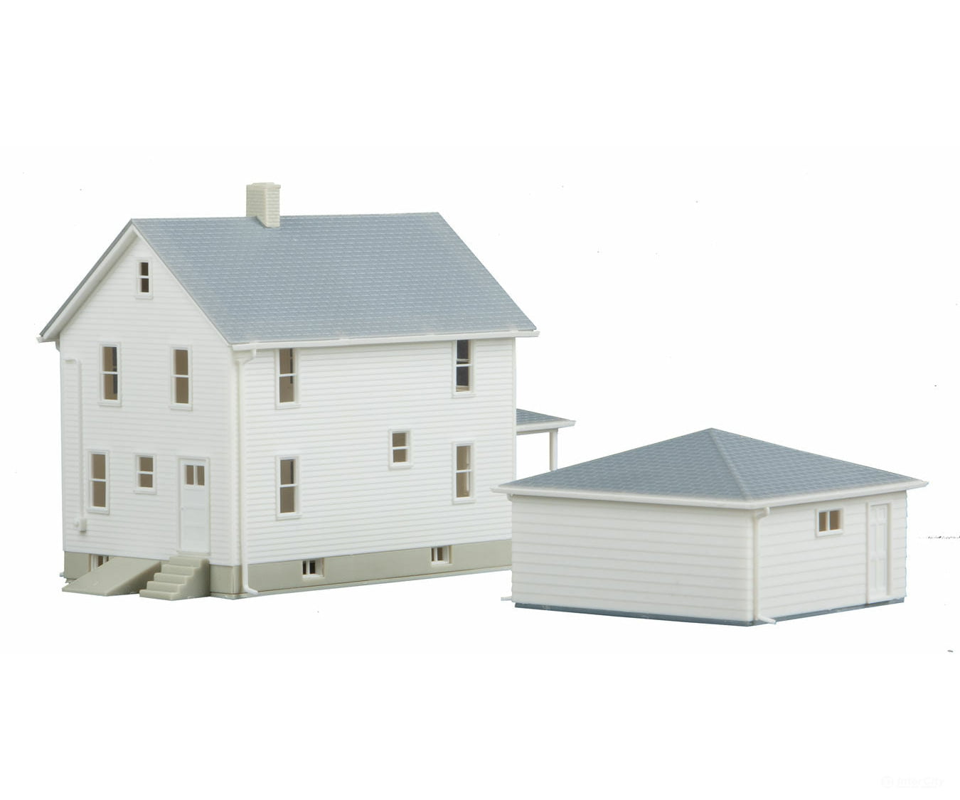 Walthers Cornerstone 3792 Two-Story House With Garage -- Kit - 5 X 2-1/2 4-1/16 12.7 6.3 10.3Cm