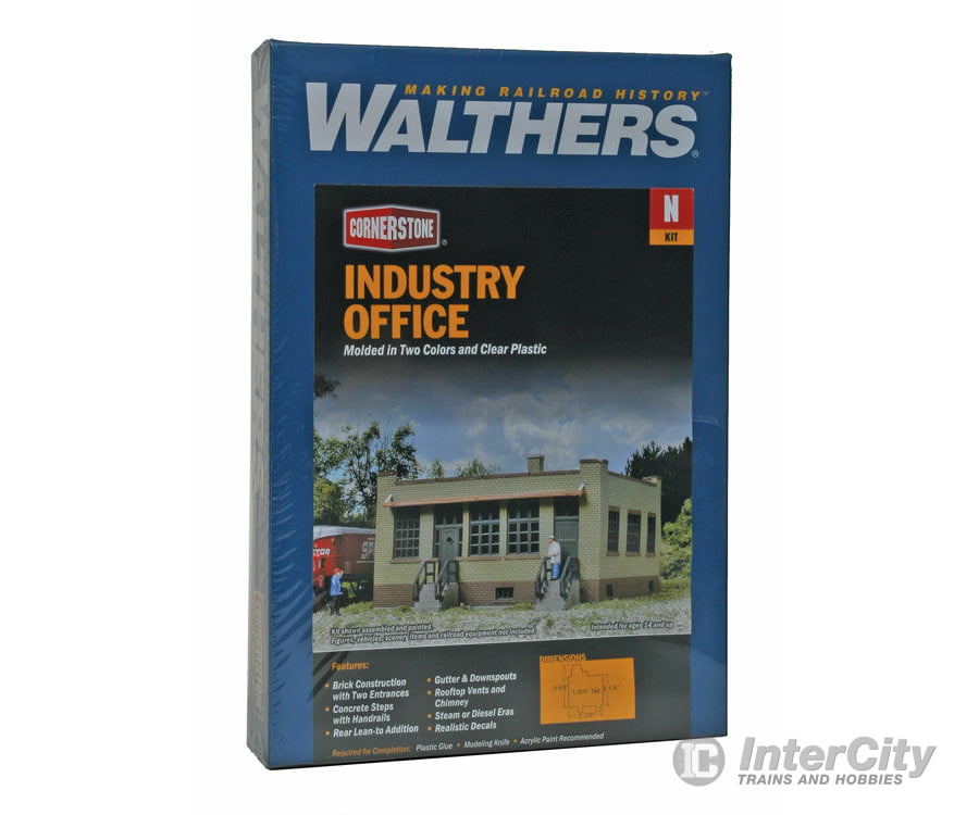 Walthers Cornerstone 3834 Industrial Office -- Kit - 3-5/8 X 2-1/4 1-3/4’ 9.2 5.7 4.4Cm Structures