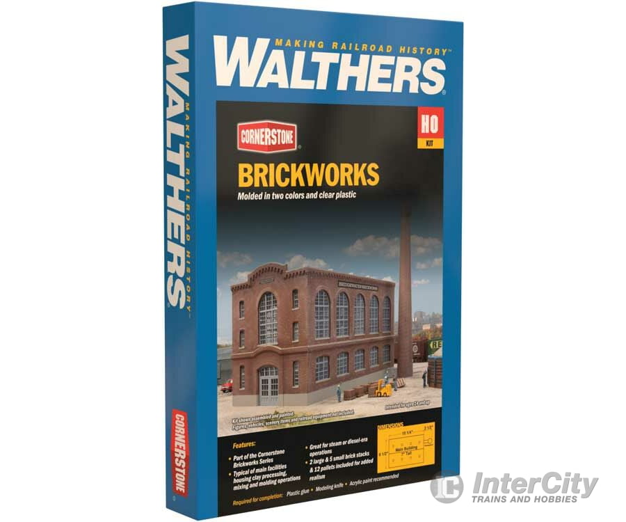 Walthers Cornerstone 4102 Brickworks -- Kit - 12-3/4 X 6-1/2 7’ 31.8 16.2 17.5Cm Structures