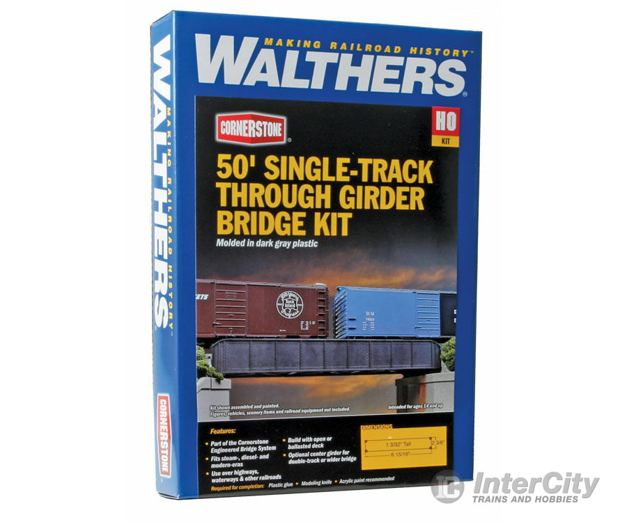 Walthers Cornerstone 4501 50’ Single-Track Railroad Through Girder Bridge -- Kit - 6-15/16 X