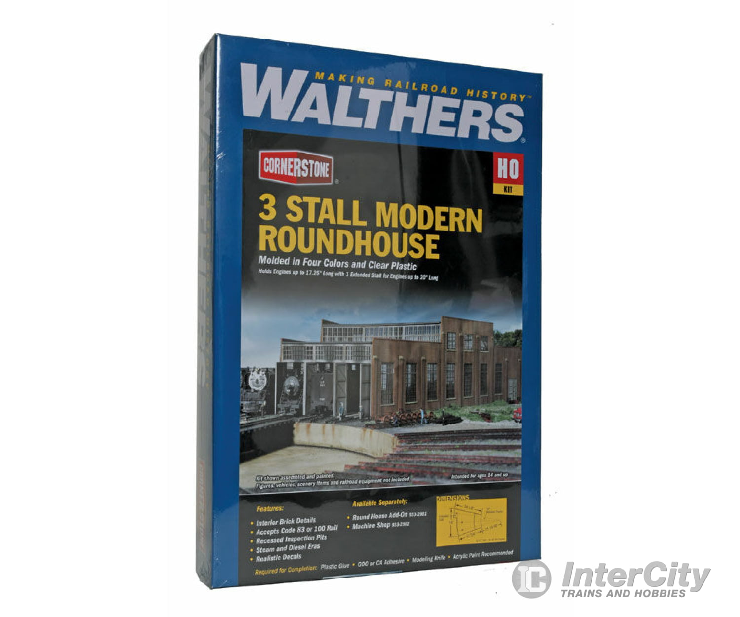 Walthers Cornerstone Ho 2900 3-Stall Modern Roundhouse -- Kit Structures