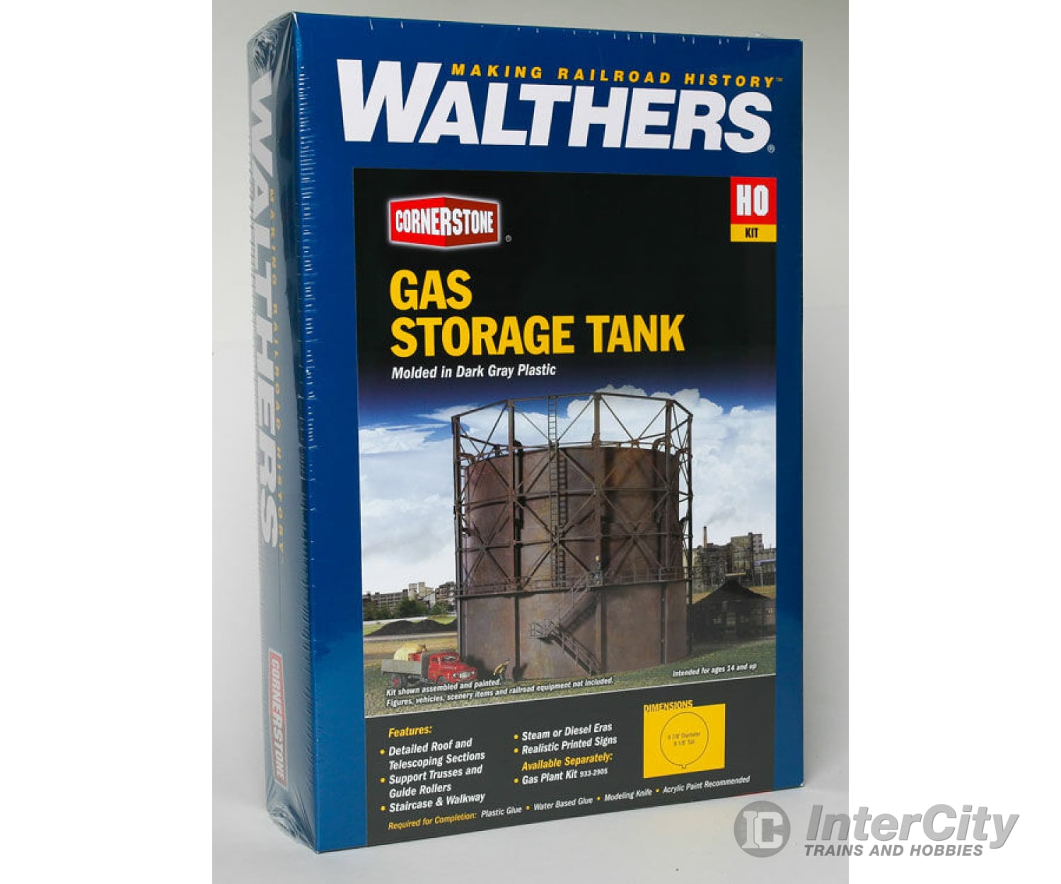 Walthers Cornerstone Ho 2907 Gas Storage Tank -- Kit - 9-7/8 24.6Cm Diameter X 9-1/8 22.8Cm Tall