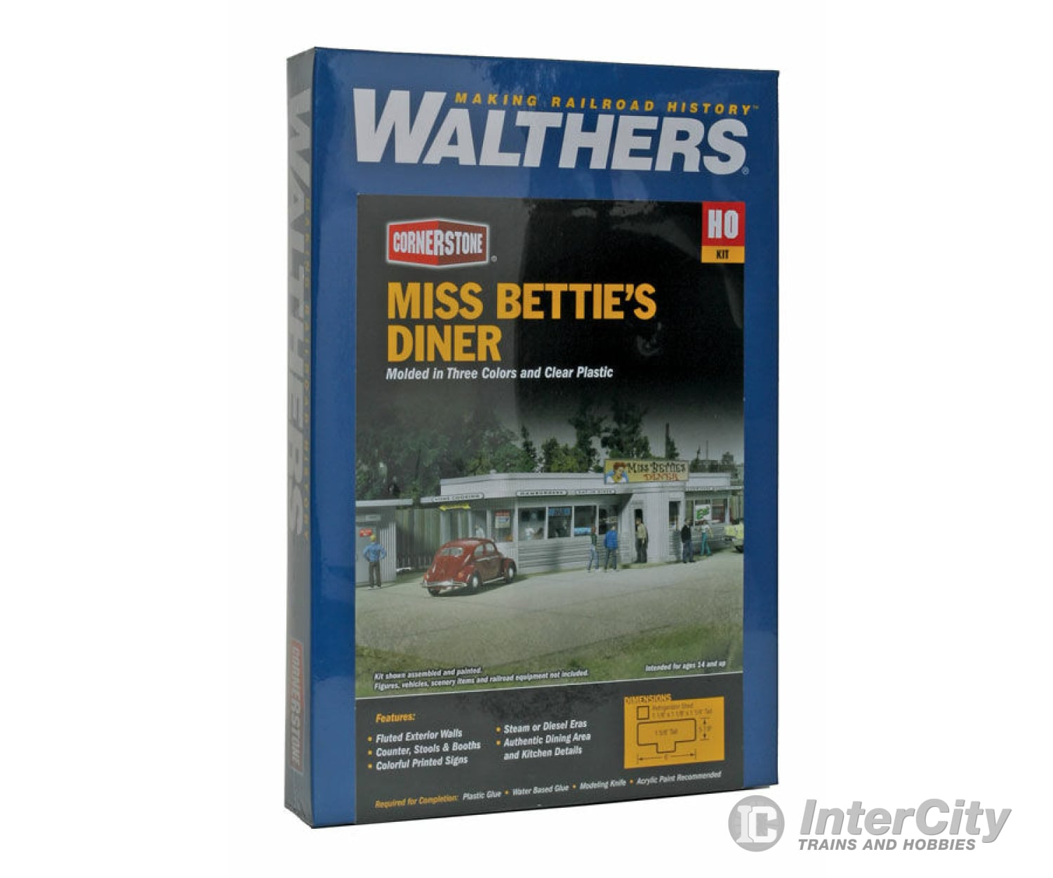 Walthers Cornerstone Ho 2909 Miss Betties Diner -- Kit - 6-5/8 X 3 1-5/8 15.2 7.6 4.1Cm Structures