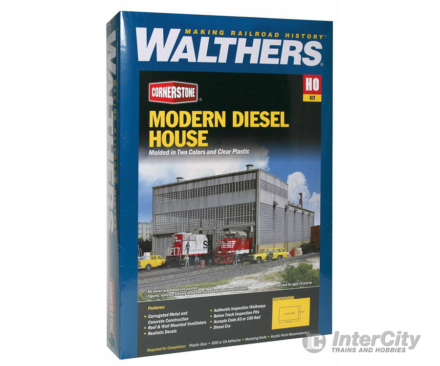 Walthers Cornerstone Ho 2916 Diesel House -- Kit - 9-1/4 X 16-7/8 6-1/2 23.5 42.8 16.4Cm Structures