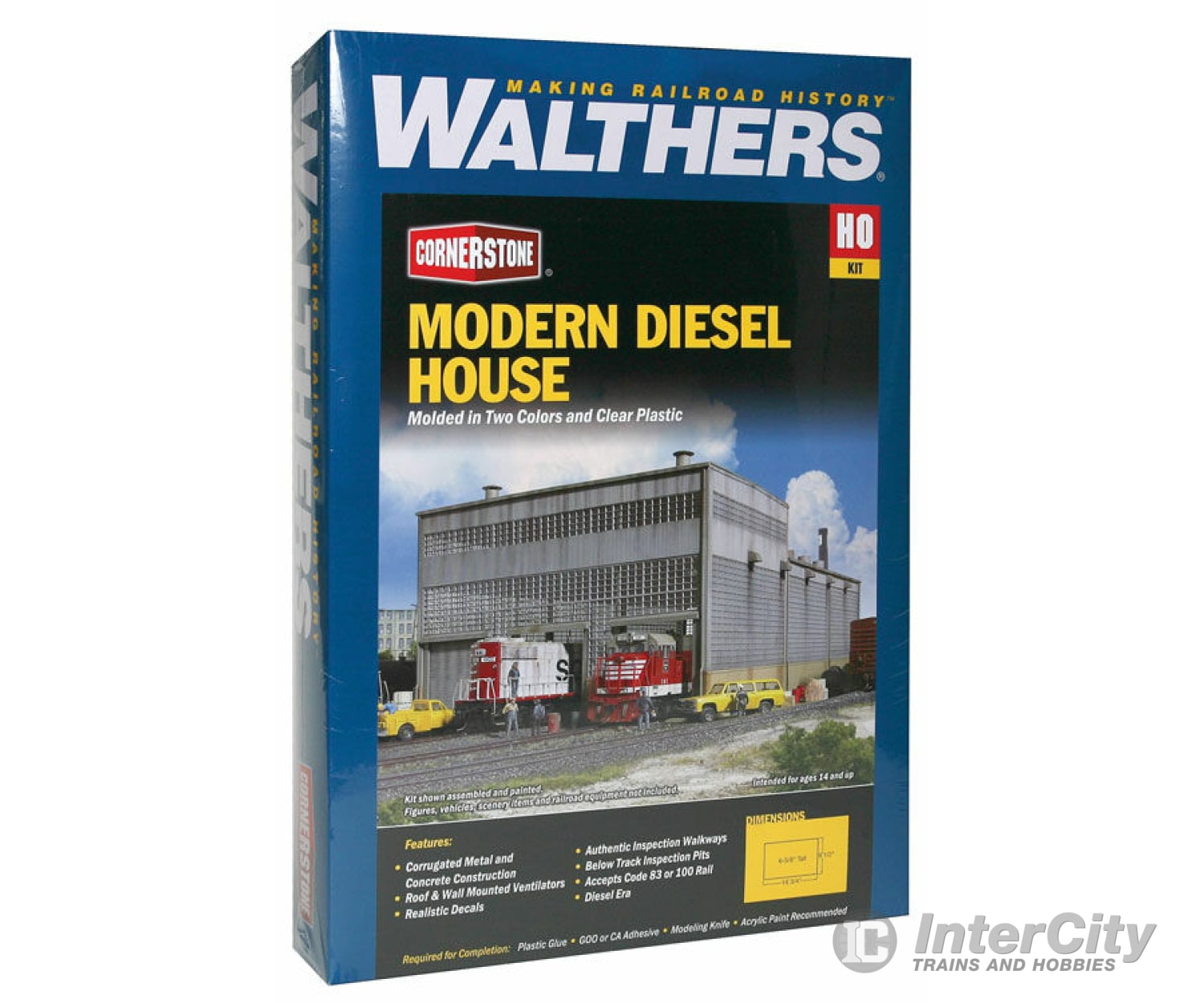 Walthers Cornerstone Ho 2916 Diesel House -- Kit - 9-1/4 X 16-7/8 6-1/2 23.5 42.8 16.4Cm Structures