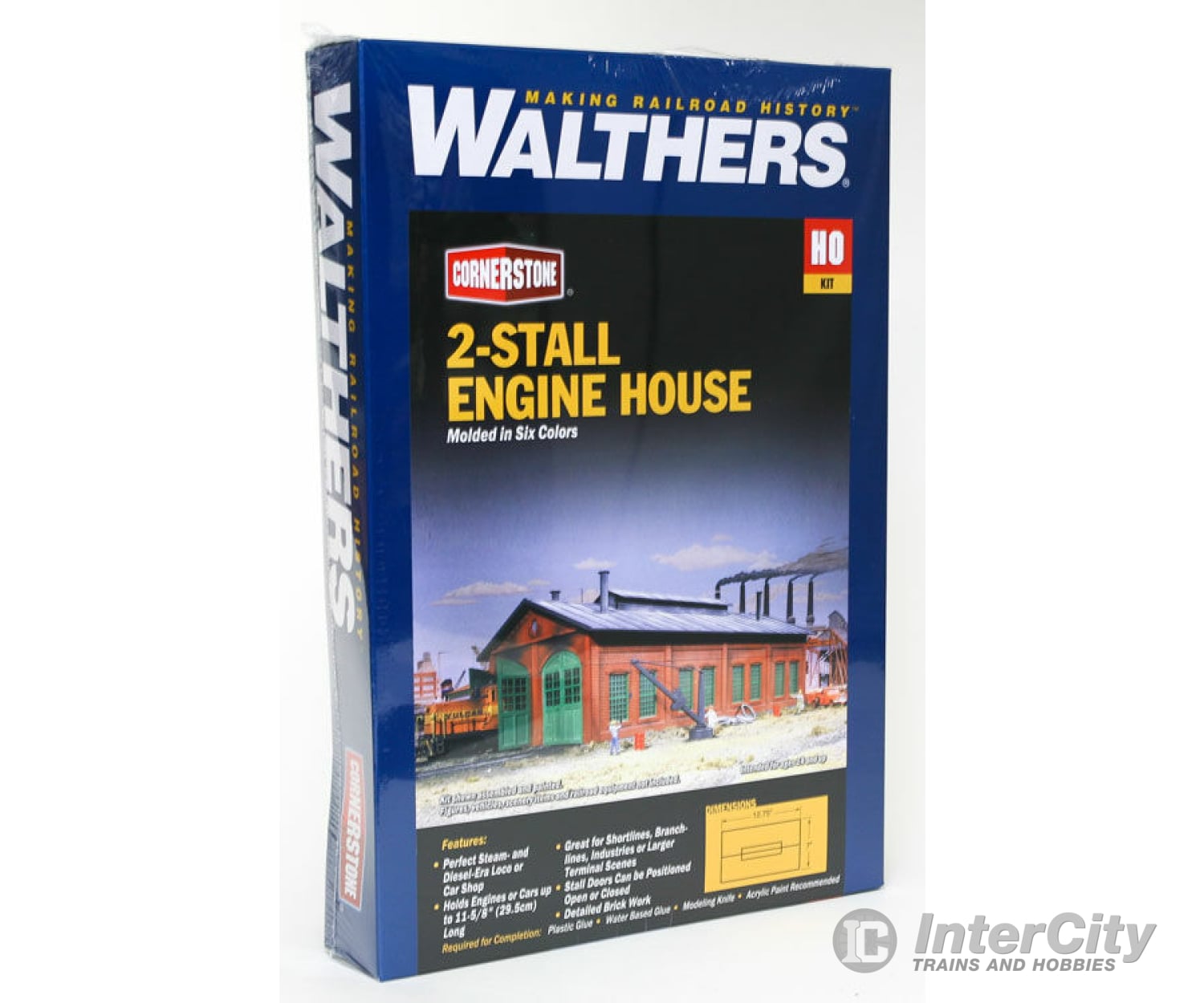 Walthers Cornerstone Ho 3007 2-Stall Enginehouse -- Kit - 12-3/4 X 7 5-1/4 31.8 17.5 13.1Cm Holds