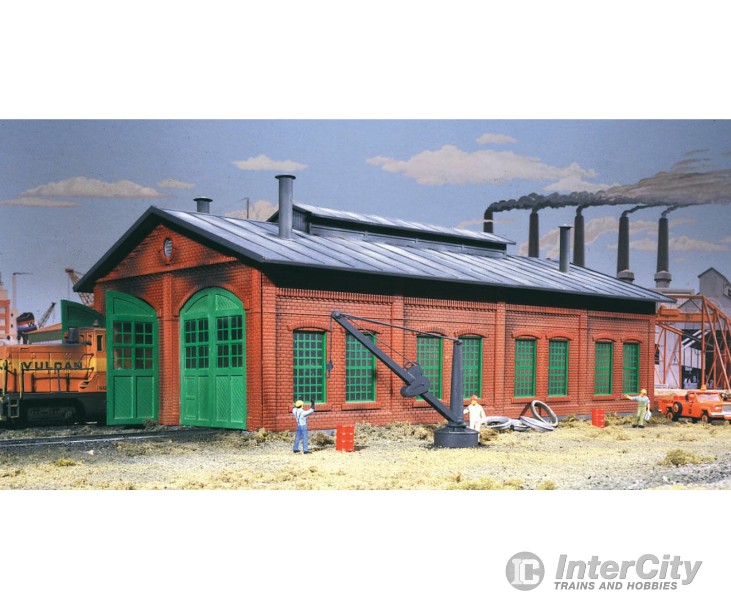 Walthers Cornerstone Ho 3007 2-Stall Enginehouse -- Kit - 12-3/4 X 7 5-1/4 31.8 17.5 13.1Cm Holds