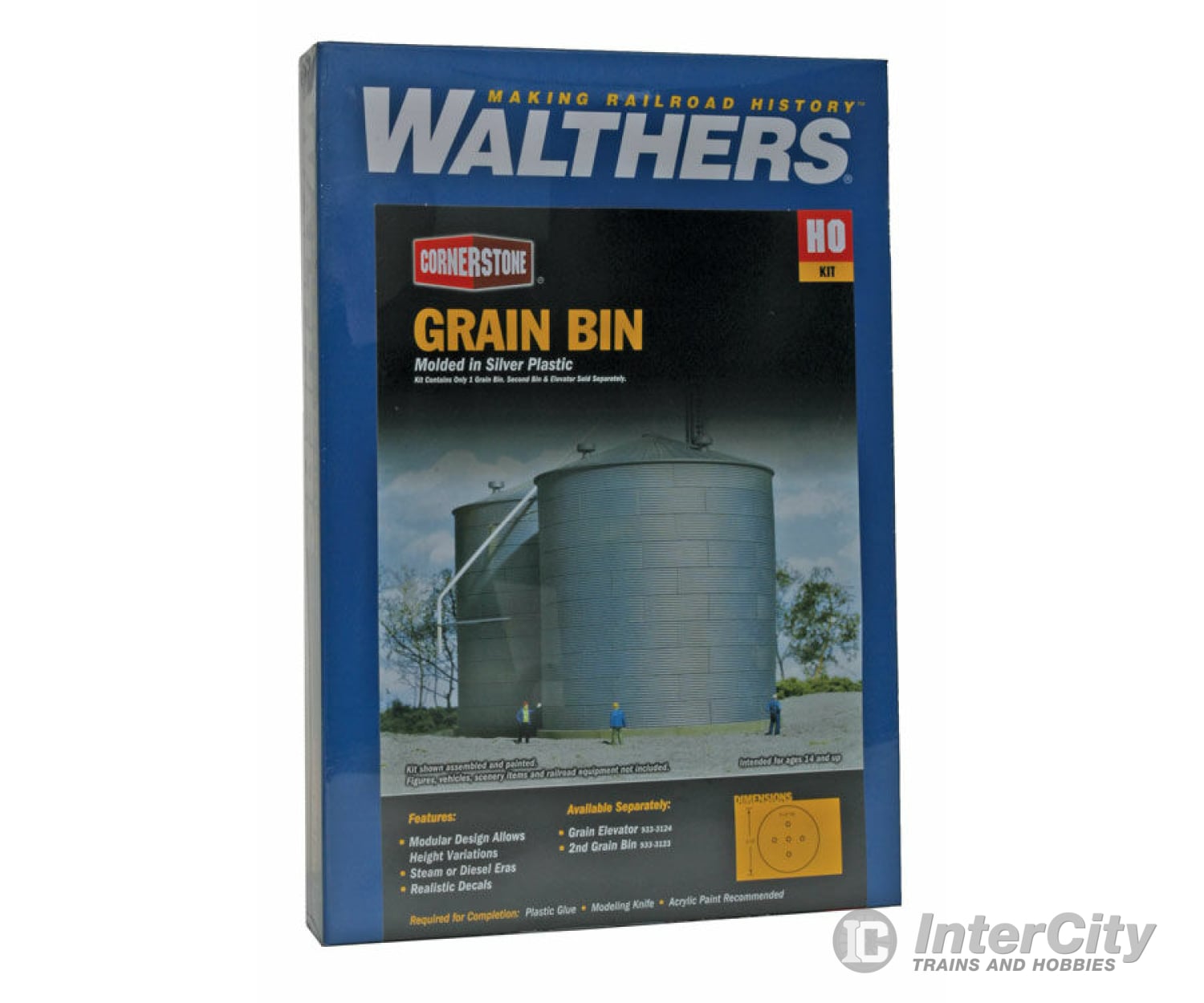 Walthers Cornerstone Ho 3123 Big Grain Storage Bin -- Kit - 5-1/2 13.9Cm Diameter X 6-1/2 16.5Cm