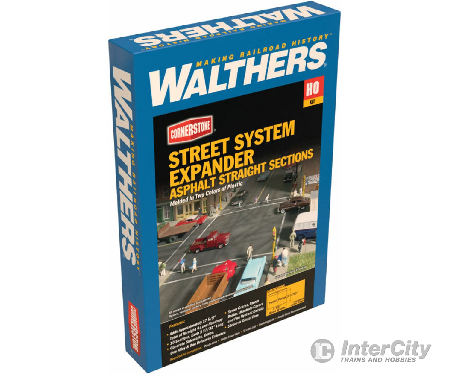 Walthers Cornerstone Ho 3195 Asphalt Street System -- Straight Sections Pkg(10) With Accessories