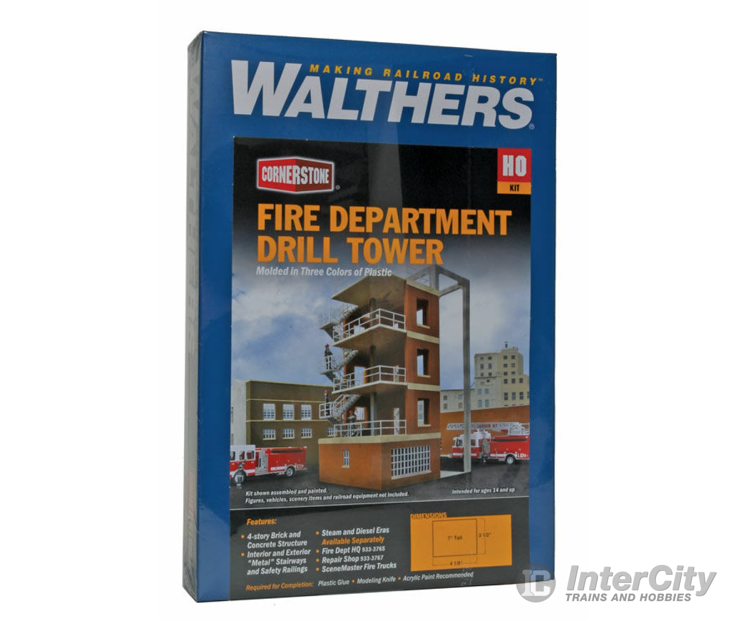 Walthers Cornerstone Ho 3766 Fire Department Drill Tower -- Kit - 4-1/8 X 3-7/16 7 10.5 8.7 17.8Cm