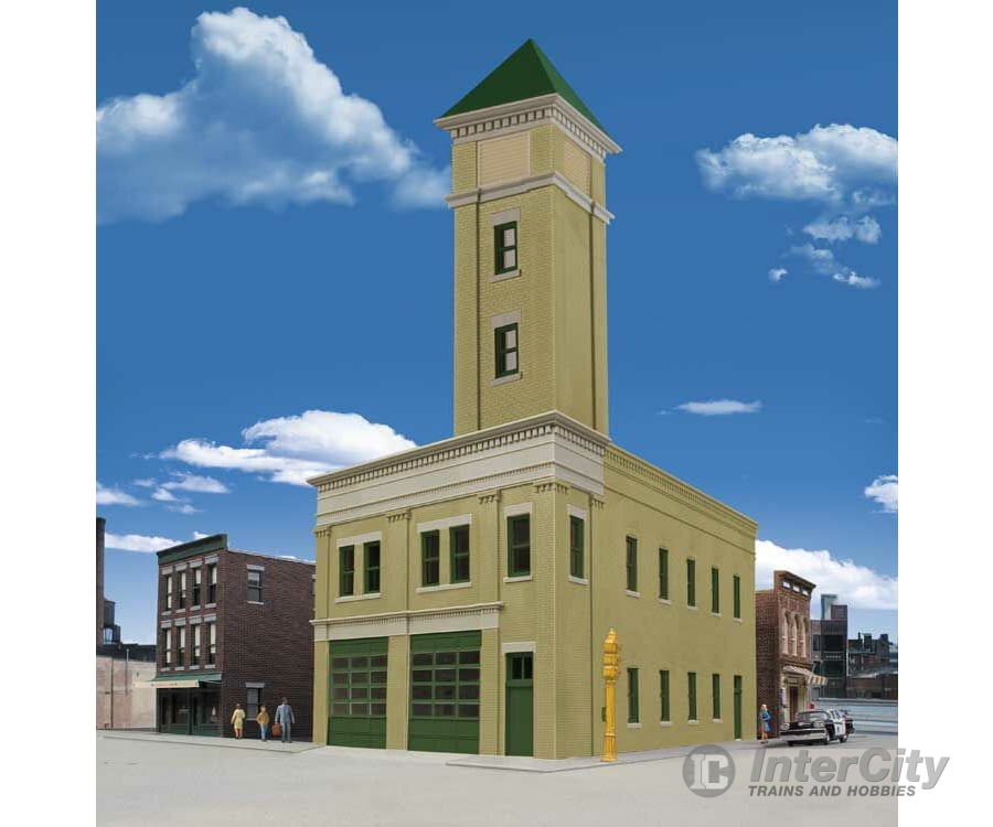 Walthers Cornerstone Ho 4022 Two-Bay Fire Station -- Kit - 8 X 4-7/8 5-1/2 20.3 12.4 14Cm Structures
