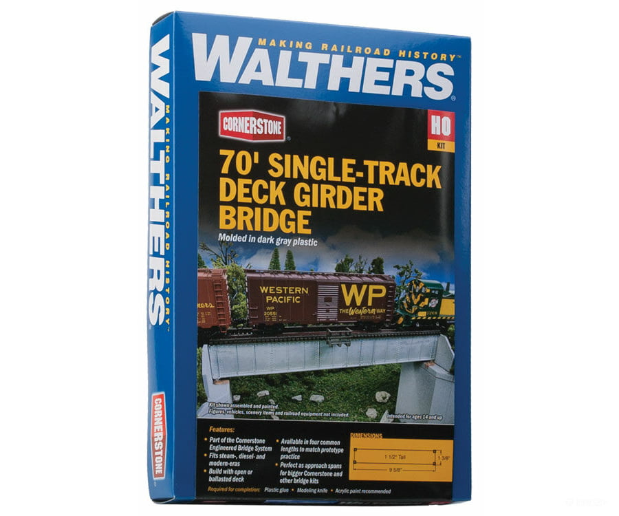 Walthers Cornerstone Ho 4505 30 Single-Track Railroad Deck Girder Bridge -- Standard Level Kit