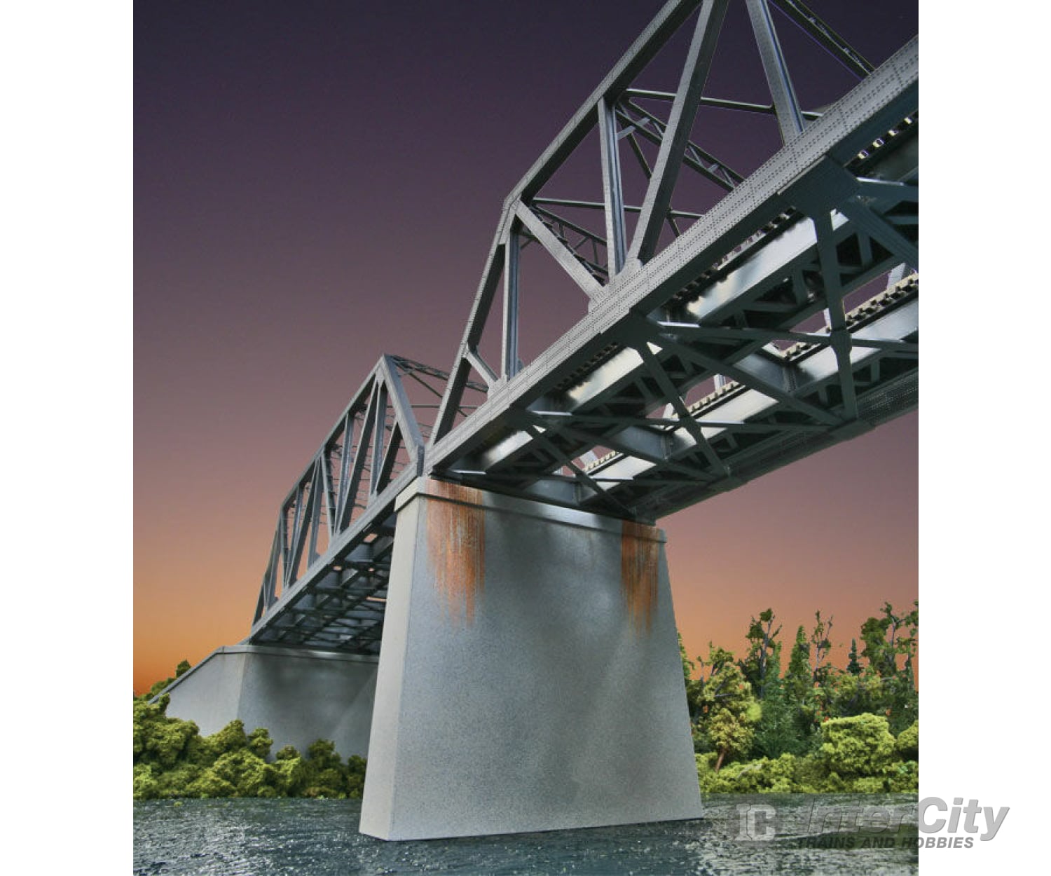 Walthers Cornerstone Ho 4552 Double-Track Railroad Bridge Concrete Pier 2-Pack -- Kit 5-7/16 X 1-1/4