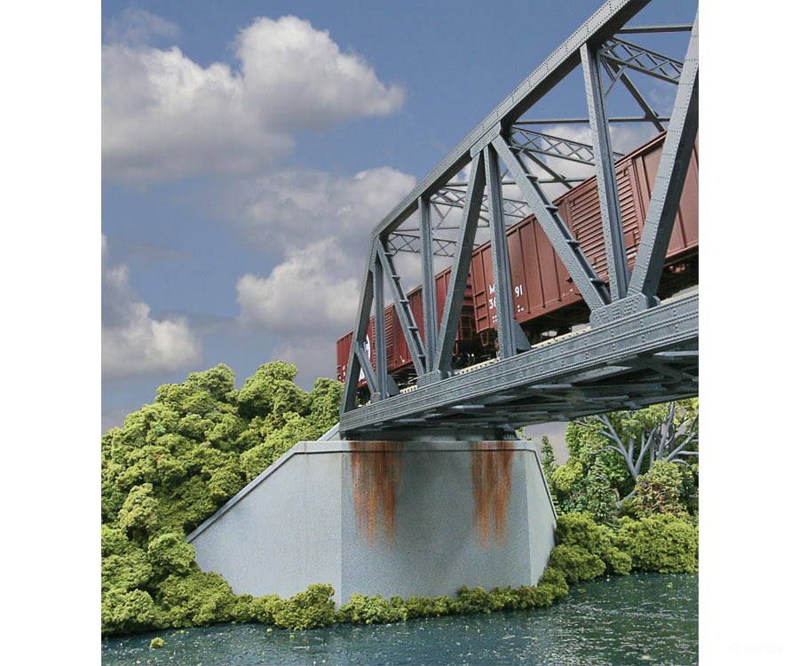 Walthers Cornerstone Ho 4553 Double-Track Railroad Bridge Concrete Abutment Pkg(2) -- Kit - 11-1/4 X