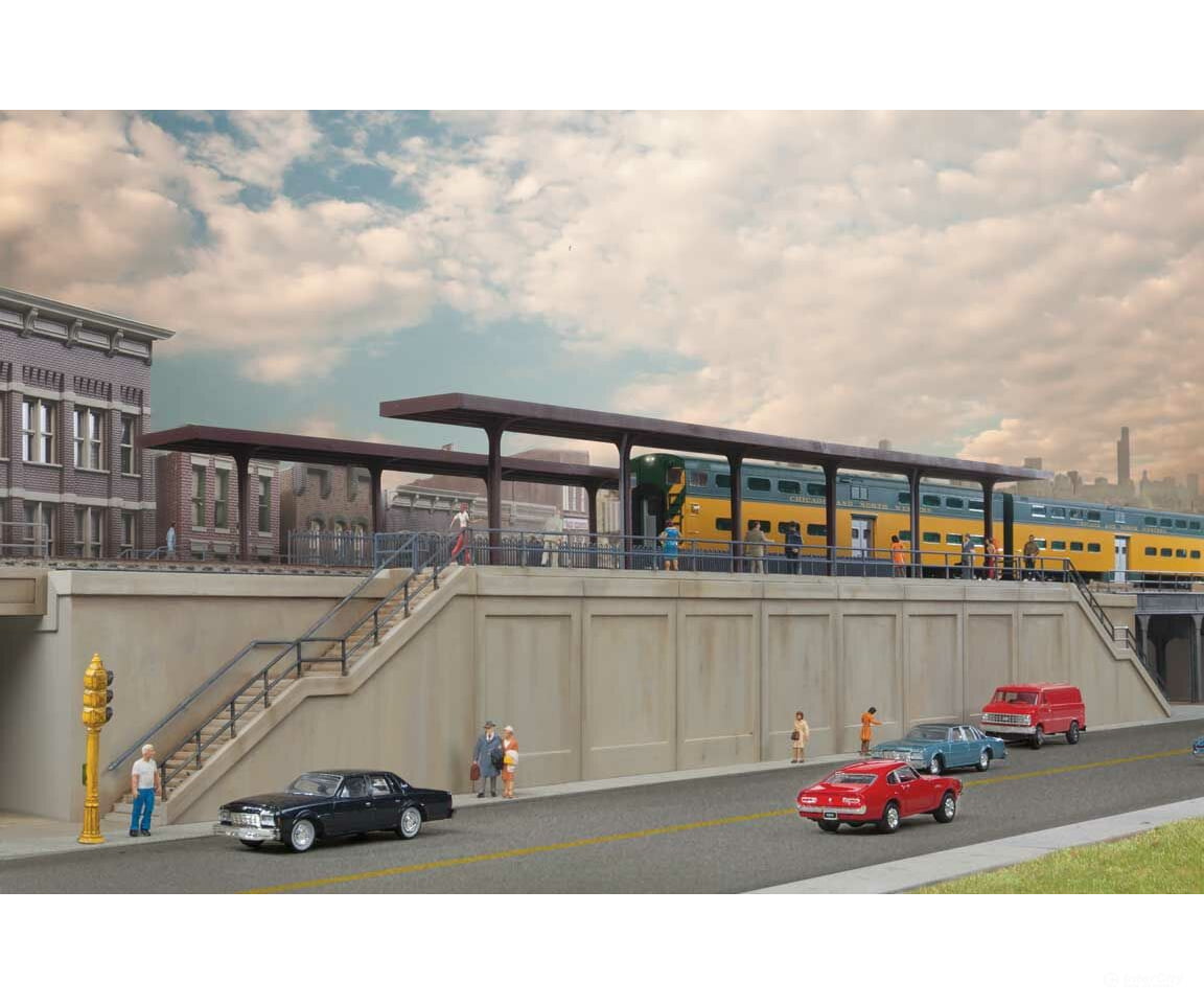 Walthers Cornerstone Ho 4563 Elevated Commuter Station -- Kit - 20-1/2 X 6-7/8 4-11/16 52 17.4