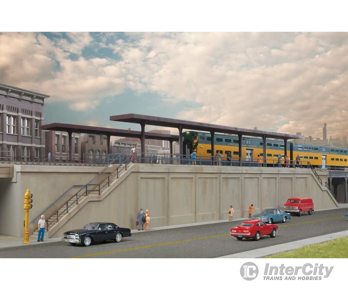 Walthers Cornerstone Ho 4563 Elevated Commuter Station -- Kit - 20-1/2 X 6-7/8 4-11/16 52 17.4