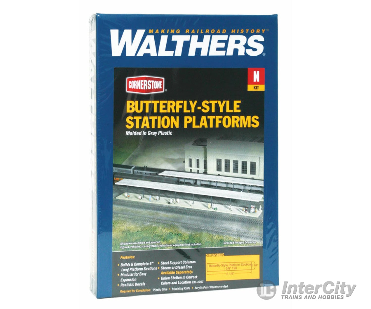 Walthers Cornerstone N 3258 Butterfly-Style Station Platform Shelter -- Kit Pkg(8) Structures